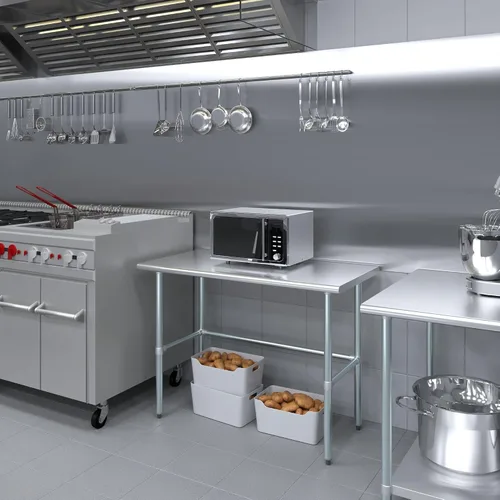 Miniatura 5 de Mesa de trabajo de acero inoxidable de base abierta de 24 x 48 pulgadas Residencial y comercial Preparación de alimentos Estación de trabajo