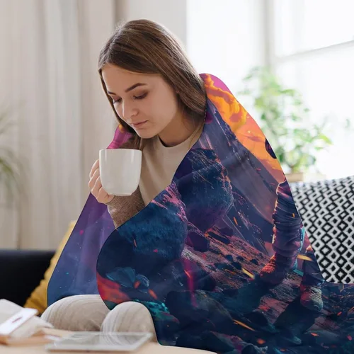 Miniatura 5 de Manta con estampado de astronauta, planeta espacial y galaxia, regalos para sofá, cama, decoración de cosas, ligera, suave y acogedora, de forro