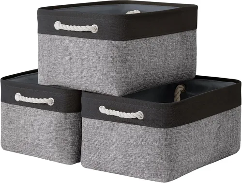Miniatura 47 de TheWarmHome Contenedores de almacenamiento para estantes, tamaño mediano, 3 unidades, 13.8 pulgadas de largo x 9.8 pulgadas de ancho x 6.7 pulgadas