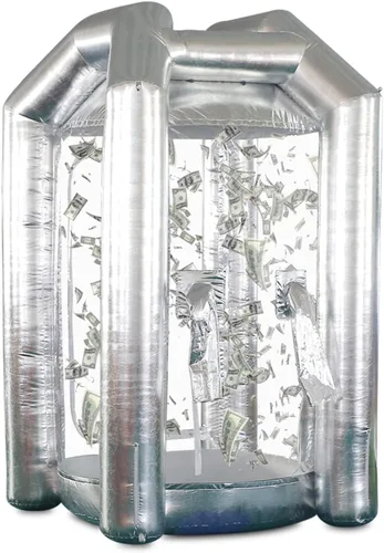 Miniatura 10 de SAYOK Cabina inflable de dinero con soplador de aire para eventos, promoción (rojo, 4.92 x 4.92 x 8.2 pies)
