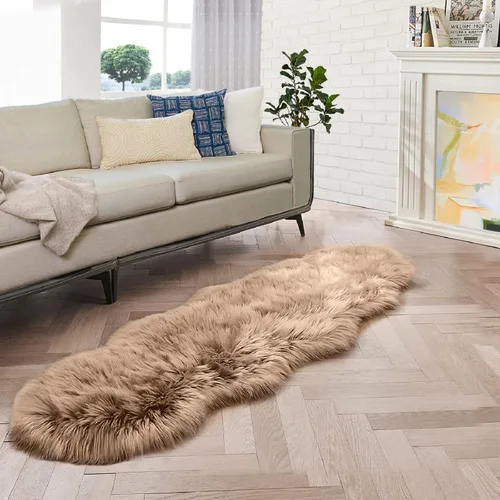 Miniatura 84 de ORINOVA Alfombras de pelo sintético lavable de color gris plateado claro para dormitorio, alfombra de felpa para sala de estar, alfombra