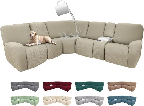 Miniatura 51 de Fundas de sofá reclinable seccional 100% impermeables para sofá reclinable en forma de L, funda de sofá modular de esquina en forma de L, fundas