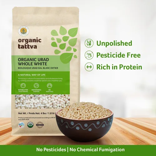 Miniatura 6 de Organic Tattva White Urad Dal Entero (4 libras) – Lentejas secas orgánicas, sin gluten, veganas y kosher – Lentejas blancas sin pulir secas