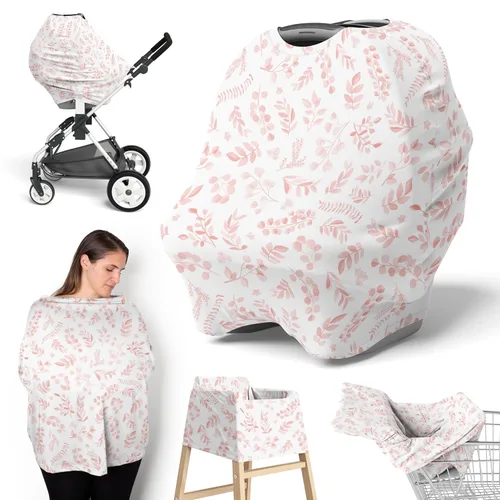 Miniatura 17 de Sweet Jojo Designs Funda de asiento de coche para bebé, color rosa rubor, estilo bohemio, Shabby Chic floral, para lactancia, silla alta, carrito