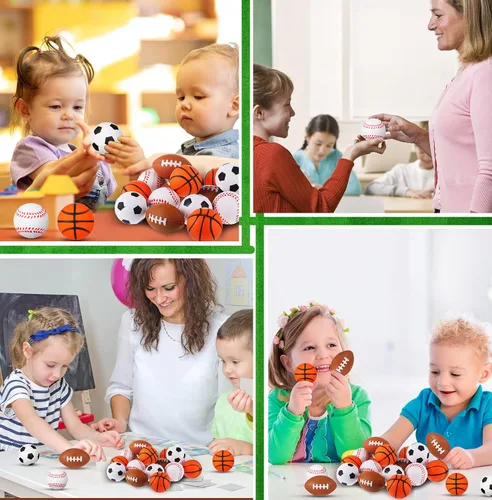 Miniatura 4 de Zhanmai 36 bolas de estrés deportivas para el día de San Valentín con tarjetas de regalo para niños, baloncesto, béisbol, fútbol, fiesta