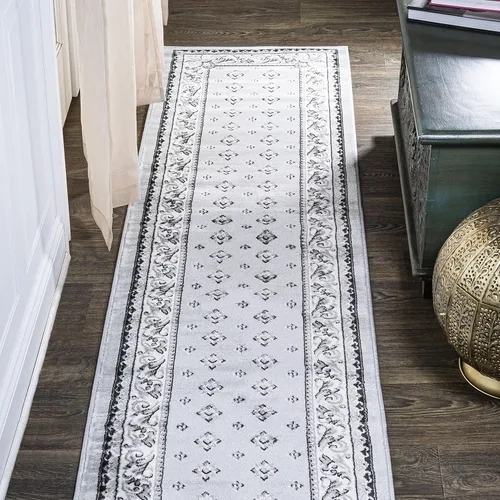 Miniatura 7 de JONATHAN Y Acanthus - Alfombra de pasillo con borde francés azul/azul marino, 2 x 8 pulgadas, vintage, bohemio, fácil de limpiar para sala de estar