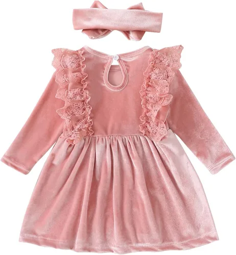 Miniatura 44 de IDOPIP Vestido tutú de terciopelo para niñas pequeñas, vestido de manga larga para princesa, Navidad, cumpleaños, fiesta, boda, vestidos de otoño e