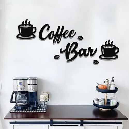 Miniatura 5 de Letrero colgante de barra de café, 7 piezas, arte de pared, letrero de café y bar, decoración de pared con granos de café y tazas, letrero