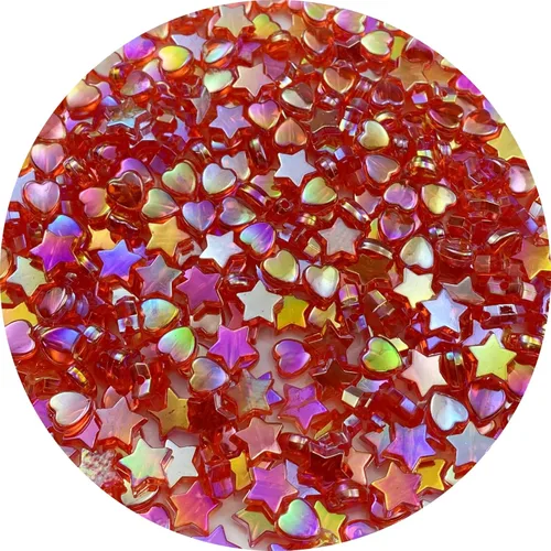Miniatura 10 de 350 cuentas acrílicas de corazón y estrella, corazones de 0.394 pulgadas, estrellas de 0.394 pulgadas, espaciadores para pulseras, collares, aretes