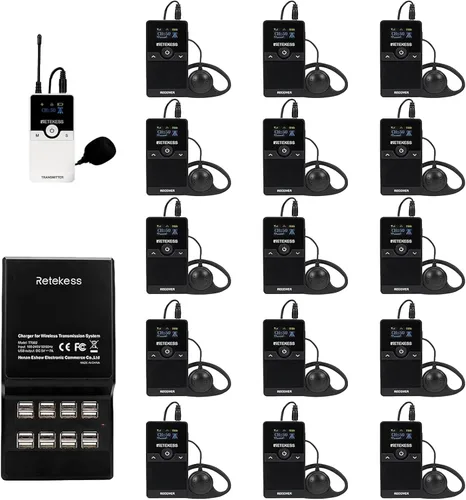 Retekess Sistema de guía turístico TT116, micrófono y altavoz de guía turístico, 656.2 ft/656 pies, reducción de ruido, batería extraíble, sistema
