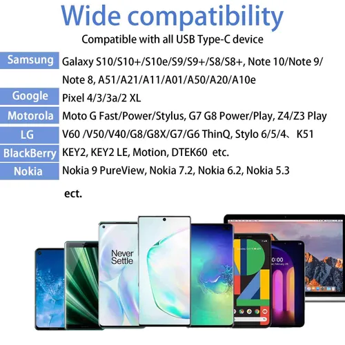 Miniatura 8 de Awnuwuy [2 unidades de 10 pies] Cable de carga USB tipo C rosa, cable largo para Android auto, USB A a USB C, cable de carga rápida para Samsung