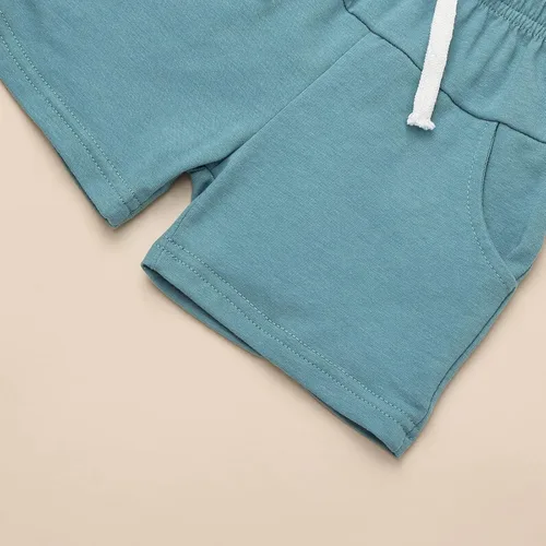 Miniatura 7 de Ropa para bebé niño pequeño, trajes de verano de manga corta, camiseta de retazos y pantalón con bolsillo, conjunto de 2 piezas, 12 meses a 4 años