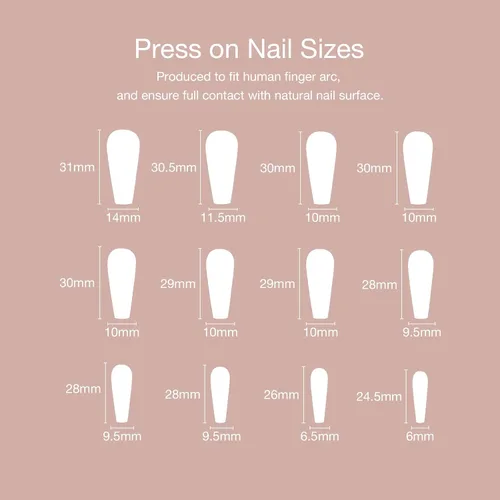 Miniatura 4 de Juego de manicura de uñas francesas acrílicas, reutilizable, 12 tamaños, kit de 24 uñas
