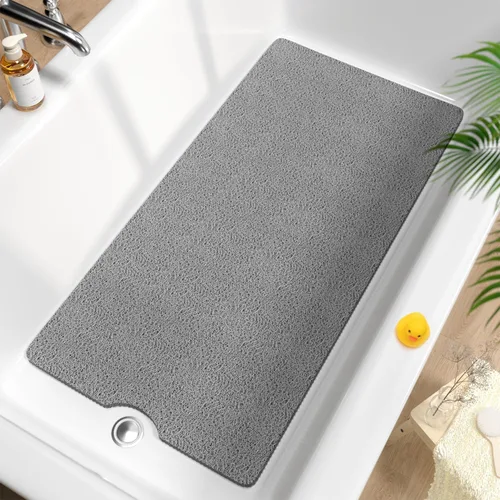 Miniatura 19 de HITSLAM Tapete de ducha antideslizante, tapete de bañera antideslizante de 24 x 24 pulgadas con drenaje, tapete de baño de ducha de PVC suave