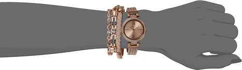 Miniatura 4 de Anne Klein Juego de reloj y pulsera con detalles de cristal premium para mujer, AK3584