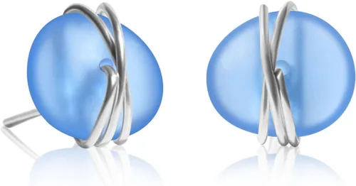 Aretes de cristal de mar de plata de ley S925, hipoalergénicos, hechos a mano, aretes de tuerca hechos a mano de cristal de playa, joyería