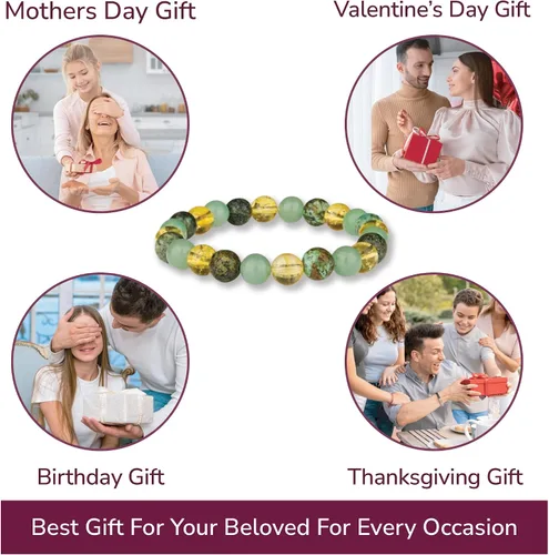 Miniatura 97 de Crystal Vibe Pulseras de cuentas de 0.315 in para mujeres y hombres, pulseras de cristal con piedras preciosas naturales, tamaño elástico ajustable