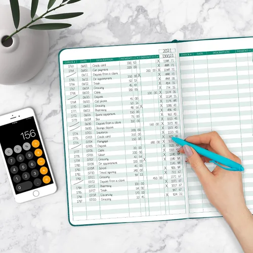 Miniatura 6 de Legend Planner Libro de registro de cheques - Libro contable para pequeñas empresas y uso personal - Registro de chequera para rastrear