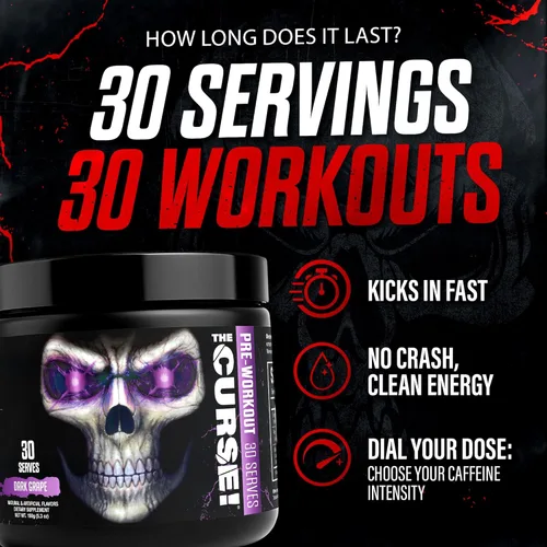 Miniatura 2 de JNX SPORTS The Curse! Polvo de preentrenamiento con sabor a sandía con creatina, preentrenamiento de energía extrema para hombres y mujeres, 30