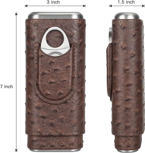 Miniatura 6 de COOL KNIGHT - Estuche de cuero para puros con forro de madera de cedro, humidor portátil para viajes, accesorios para puros que incluyen cortador