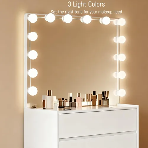 Miniatura 5 de Luces LED de espejo de tocador estilo Hollywood, luz de relleno USB, temperatura de color ajustable y brillo, adecuada para espejo de cuerpo