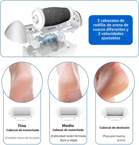 Miniatura 5 de ELMCHEE Kit de removedor de callos de pie eléctrico, removedores de callos recargables 3 cabezales de molienda portátil impermeable para el pie