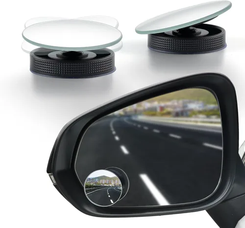 Miniatura 12 de LivTee Espejo de punto ciego para vehículo, con forma de ventilador asimétrico, vidrio HD sin marco, espejo retrovisor convexo con gran ángulo
