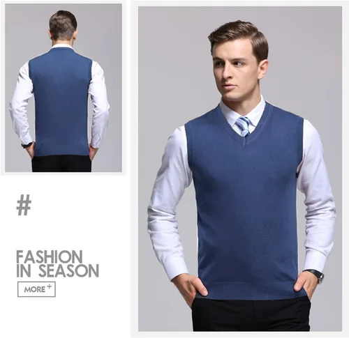 Miniatura 39 de Amussiar Suéter casual para hombre, chaleco con cuello en V, ajustado, sin mangas, suéter de punto