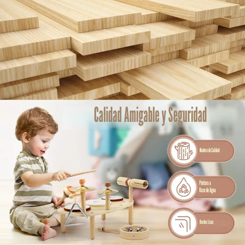 Miniatura 7 de Juego de Tambores para Niños - Juguetes Montessori para Niños de 2 Años, Niño o Niña, Regalos de Cumpleaños, 11 en 1 Instrumentos Musicales