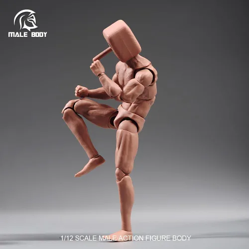 Miniatura 6 de Fremego Figura de acción masculina a escala 1/12, figura muscular súper flexible y fuerte de 6 pulgadas, cabeza cuadrada, figura de acción