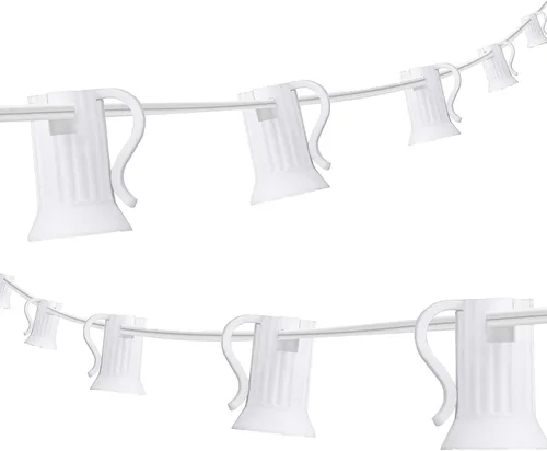 Miniatura 20 de Cadena de luces de Navidad C9 de 25 pies, enchufes de luz E17 con separación de 12 pulgadas, juego de cadena de luces C9 blanco para decoración