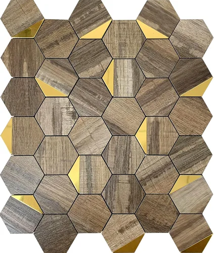 Miniatura 6 de Azulejo de pared de PVC autoadhesivo de 5 hojas para cocina, baño, adhesivo de aluminio hexagonal autoadhesivo de 12 x 10.4 x 0.15 pulgadas