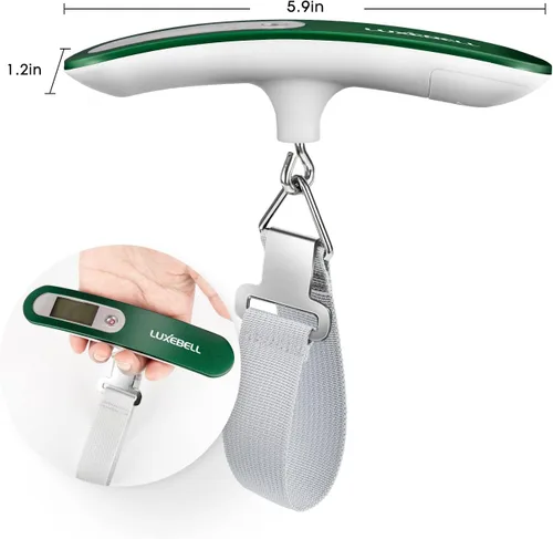Miniatura 3 de Báscula digital de equipaje de regalo para maleta de viajero, báscula de peso de mano, 110 libras (verde)