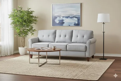 Miniatura 10 de Container Furniture Direct Kouchouk - Muebles de sala de estar de terciopelo cómodos de tres plazas, sofá moderno de mediados de siglo, sofá biplaza