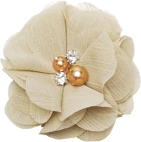 Miniatura 8 de Chenkou Craft Paquete de 12 lazos de cinta de flores de gasa con cuentas de 2-3/8 pulgadas (2.362 in), apliques de decoración de boda a granel