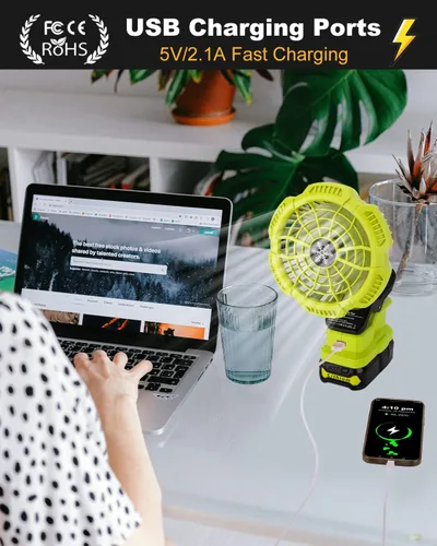 Miniatura 6 de Taingwei Ventilador de clip portátil para batería Ryobi de 18 V, ventilador de batería de 6.5 pulgadas para cochecito, dormitorio, campamento, al