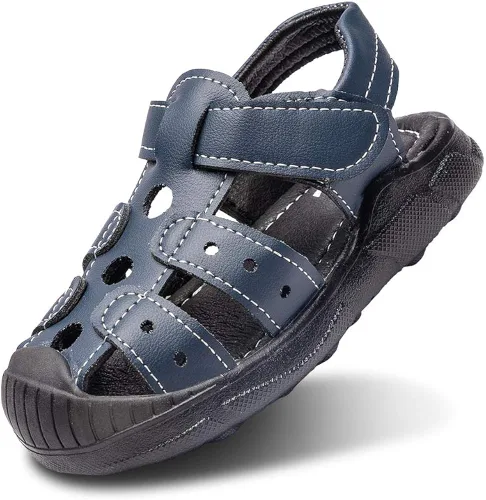 HOBIBEAR Sandalias para niños y niñas, zapatos planos con punta cerrada, zapatos de agua para niños, zapatos de playa de verano (bebéniño pequeño)