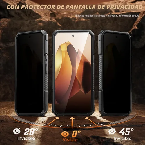 Miniatura 2 de TONGATE Funda para Pixel 10 Pro XL con soporte magnético giratorio de 360°, compatible con MagSafe, protector de pantalla de privacidad, funda