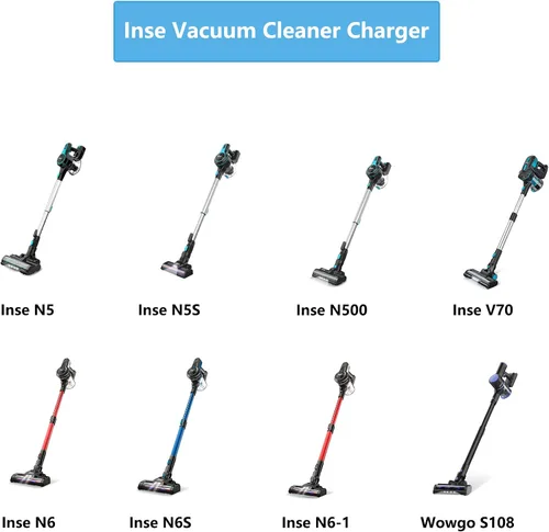 Miniatura 2 de VHBW Cargador para aspiradora inalámbrica INSE compatible con Inse N5S N5 N6 N6S V70 N6-1 N6-2 AC, cable de alimentación para Wowgo S108, adaptador