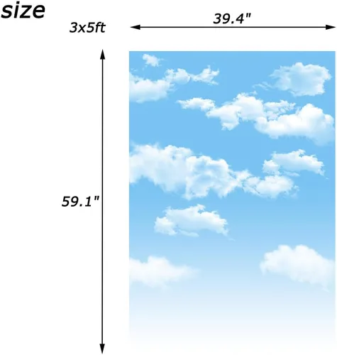 Miniatura 6 de AOFOTO Telones de fondo de cielo azul de 3 x 5 pies, nubes blancas, sesión de fotos, fondo de fotografía, accesorios de estudio, gota de video