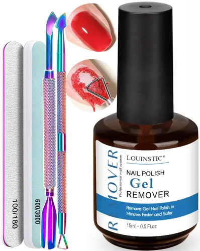 Miniatura 10 de LOUINSTIC Removedor de esmalte de gel – 0.5 onzas líquidas rápido, sin acetona, elimina fácilmente el esmalte de uñas de gel en 2-5 minutos, baja
