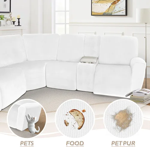 Miniatura 273 de Arfntevss Fundas de sofá seccional reclinable de terciopelo, Funda de sofá seccional de esquina para sofá reclinable, Funda elástica suave