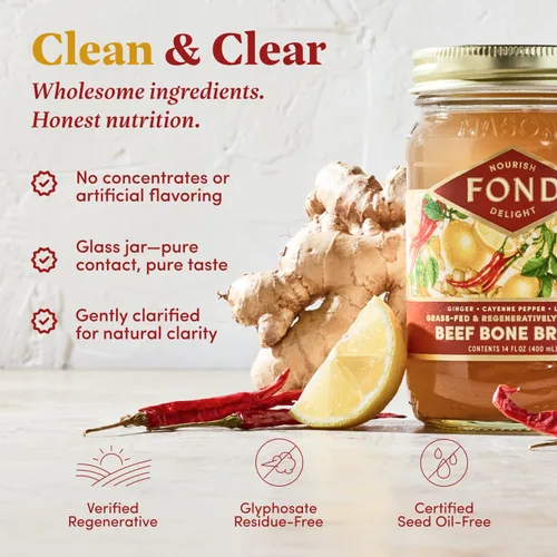 Miniatura 6 de Caldo de huesos de carne orgánico certificado FOND (jengibre Cleanse caldo de huesos de carne orgánico, paquete de 8)