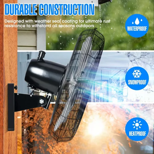 Miniatura 3 de iLiving Ventilador de pared oscilante de alta velocidad para exteriores de 20 pulgadas con motor resistente a la intemperie de 4750 CFM, ajuste