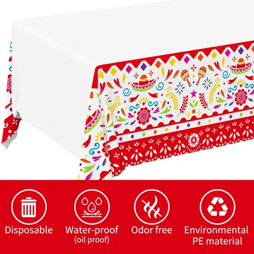 Miniatura 7 de Gatherfun Suministros para Fiestas y Decoraciones del Cinco de Mayo - Ultimate Paquete de 2 Suministros para Fiestas Mexicanas con Vibrante Mantel
