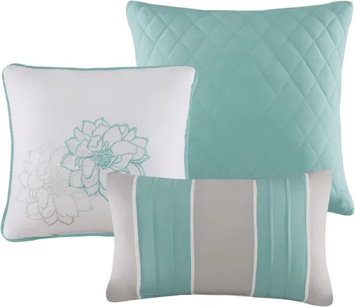 Miniatura 3 de Madison Park Lola Juego de colcha 100 % algodón, informal, floral, puntadas en canal, 365 días, ligero, colcha, almohadas decorativas, fundas