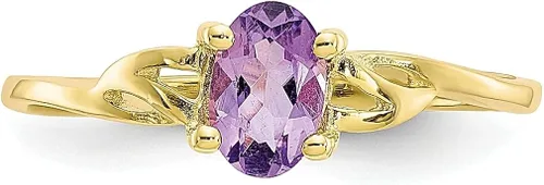 Miniatura 4 de Anillo de oro amarillo de 10 quilates con piedra natal de amatista morada tamaño 700 de piedra de febrero joyería fina para mujeres regalos