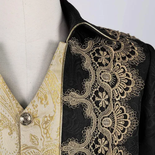 Miniatura 5 de Chaqueta medieval para hombre, bordado, vintage, gótico, steampunk, esmoquin