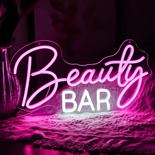 Miniatura 2 de Letrero de neón de barra de belleza, luces de neón de luz rosa para decoración de pared, decoración de habitación de maquillaje para niñas, energiza