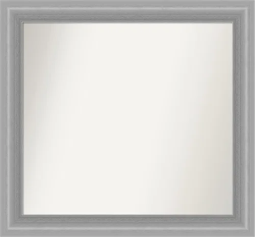 Miniatura 243 de Amanti Art Espejo de baño plateado para sobre el fregadero, 24 x 24 pulgadas, espejo cuadrado de peltre forjado a medida, marco de madera casual